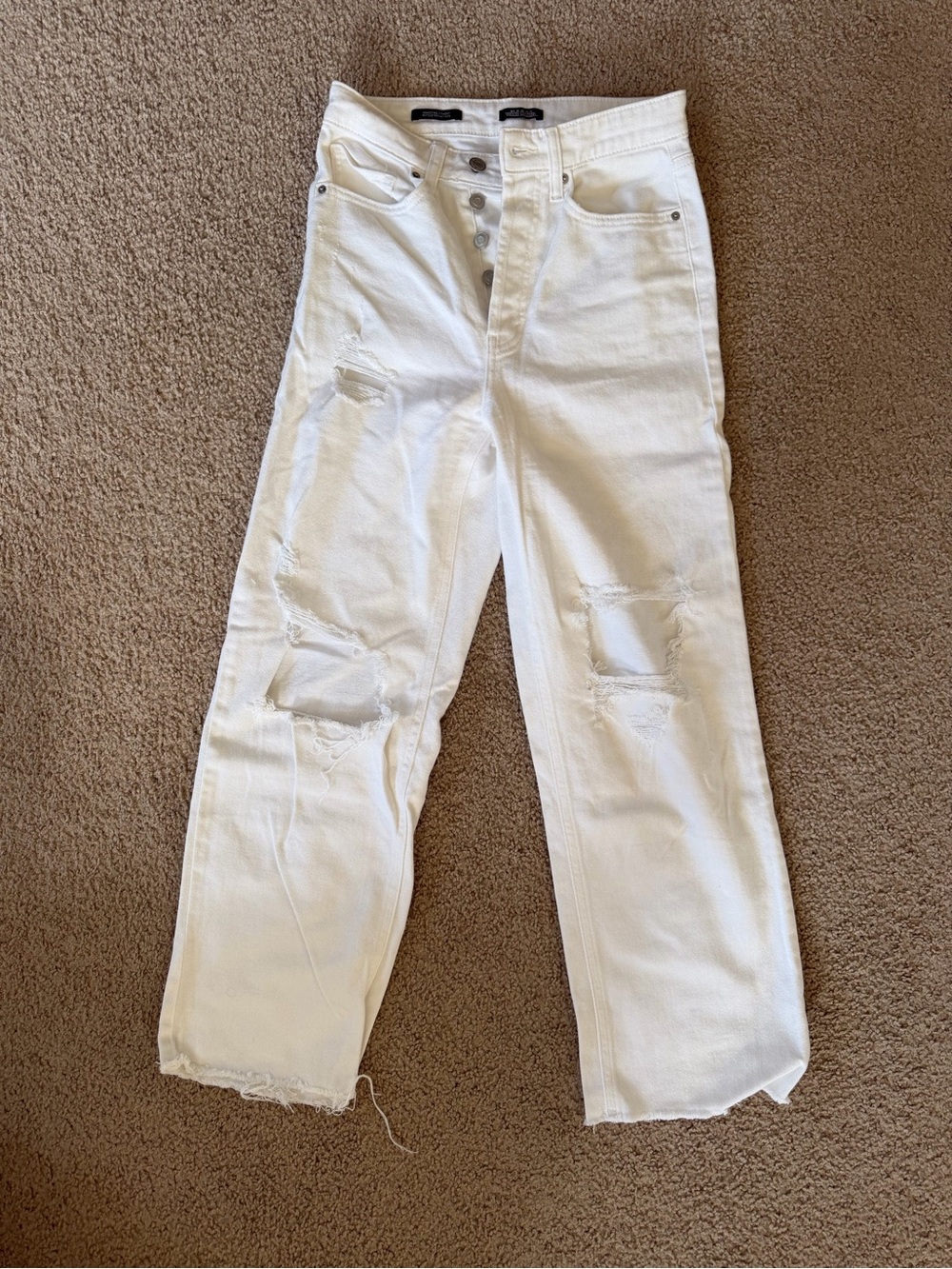 wild fable White Distressed High-Rise Straight Jeans